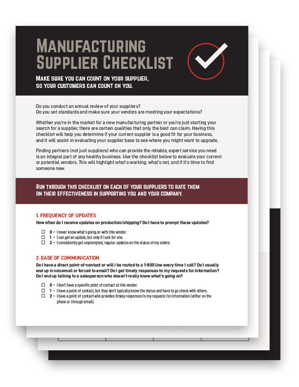 Manufacturing Supplier Checklist